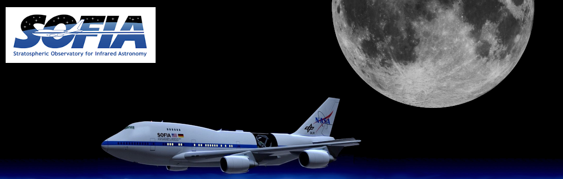 Images of the Moon with the SOFIA aircraft and logo